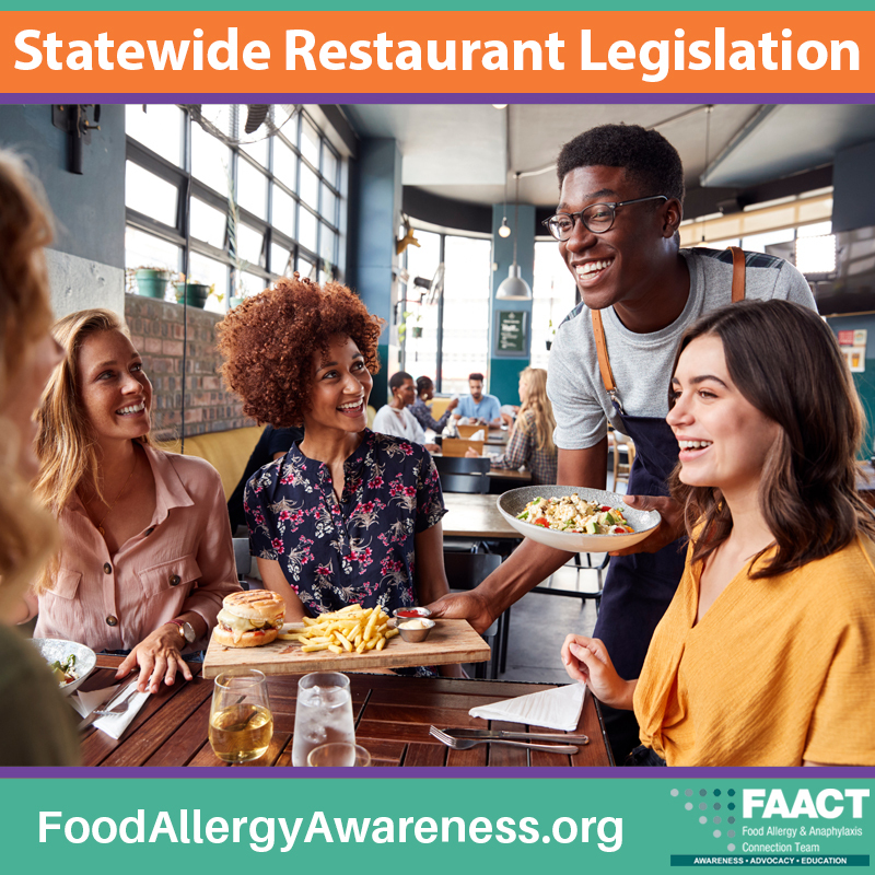 Statewide Restaurant Legislation poster with waiter serving table